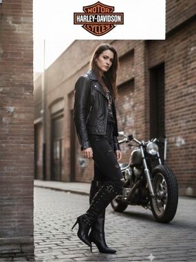 Authentic Harley-Davidson Women's "Chesterton" D85370 Stiletto Tall Boots